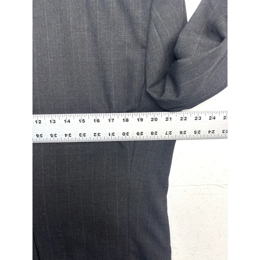 vtg 90s Sterling & Hunt 42L 36x31 Charcoal Stripe 2pc Pant Suit USA‎ 100% Wool